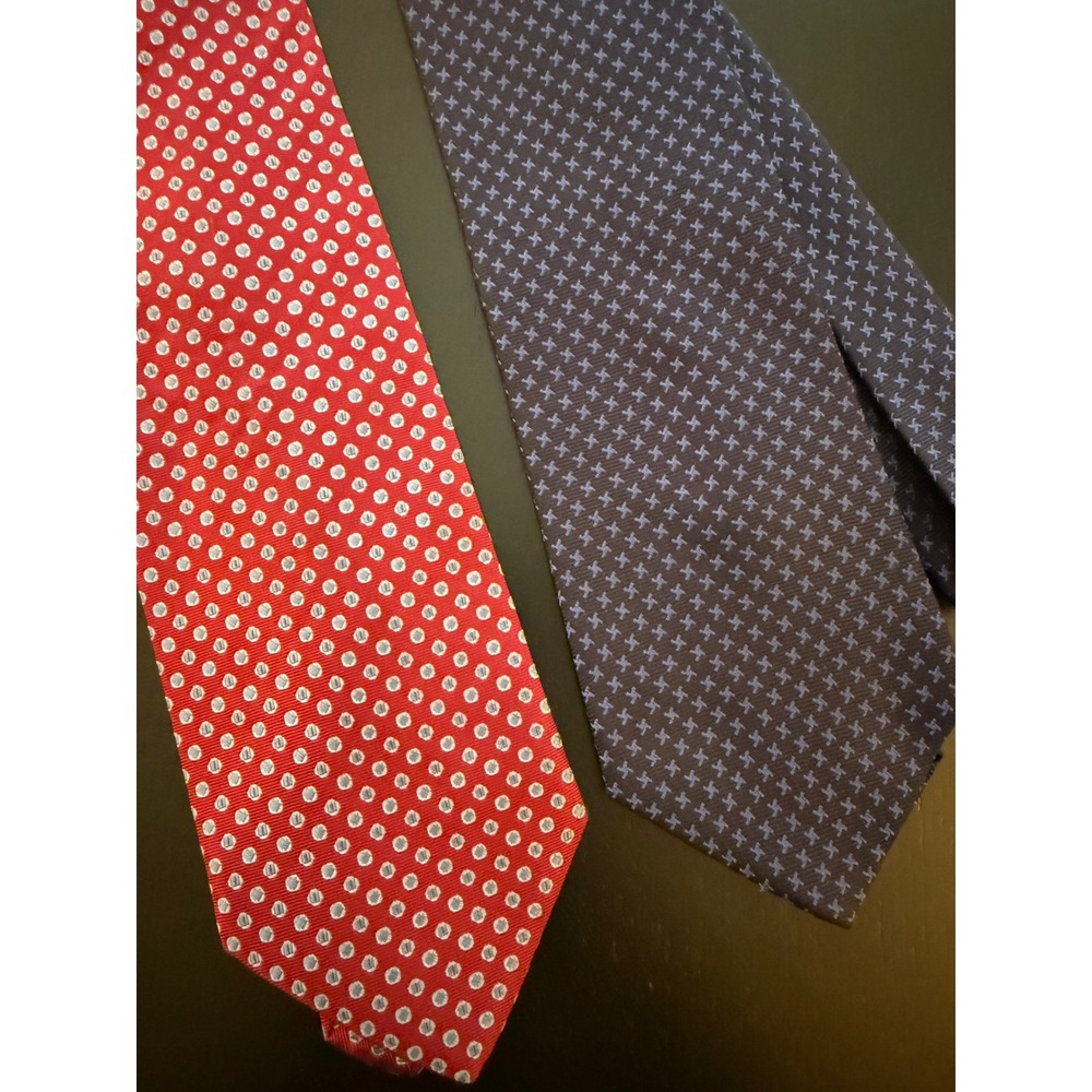 Brooks Brothers Set of 2 Silk Ties Mens OS Red/‎ Blue Business Casual Neckties